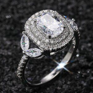 🔥Crystal Shiny Large Oval Macro Pave Wedding Romantic Ring for Women, K872